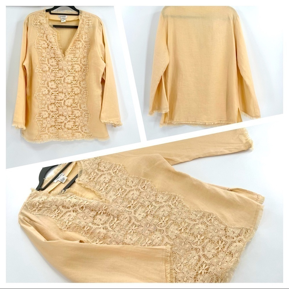 Harold's Women's Blouse Linen Lace Tunic size L